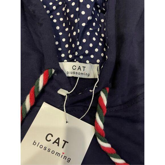 Cat Blossoming Poncho Jacket Hood Bunny Small New - Picture 3 of 7